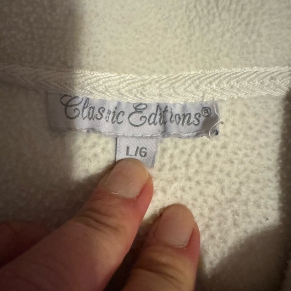 Women's White Fleece Jacket with Embroidery - Picture 3 of 4